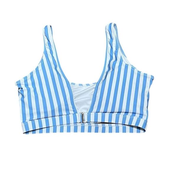 Blooming Jelly Blue And White Striped Women’s Swim Top, Size L, NWT - Picture 5 of 8